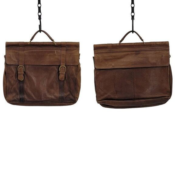 Vintage 80's Wilsons Leather Briefcase Leather Adventure Core Indian Jones Brown - Picture 1 of 16